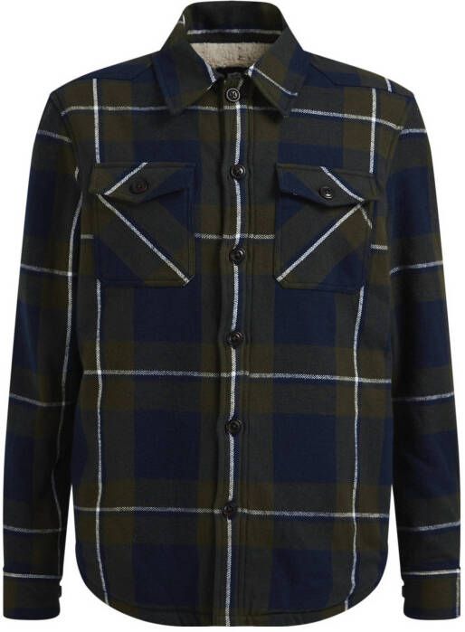 WE Fashion geruit flanellen regular fit overshirt donkerblauw/groen