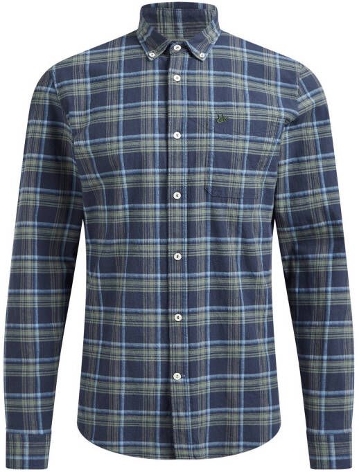 WE Fashion geruit flanellen tall fit overhemd grijsblauw