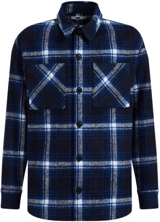 WE Fashion geruit overhemd donkerblauw/blauw