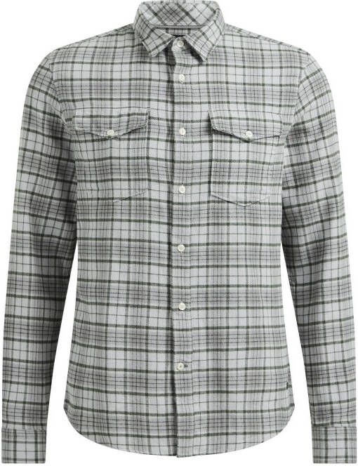 WE Fashion geruit slim fit overhemd lichtgrijs