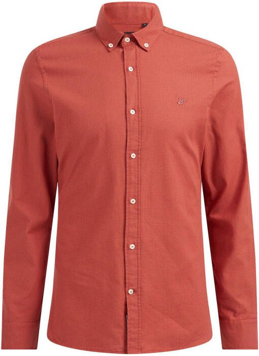 WE Fashion geruit slim fit overhemd oranje