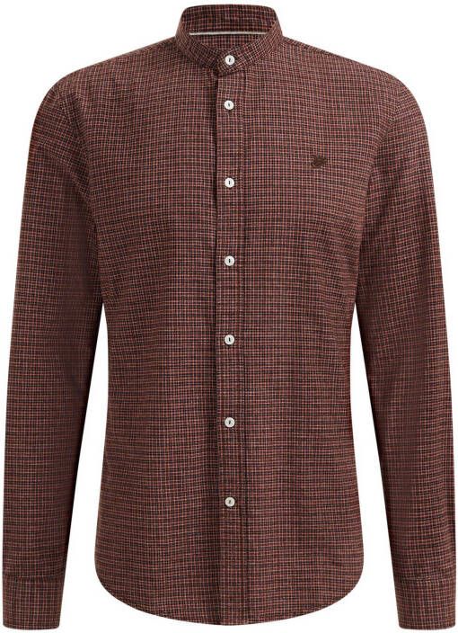 WE Fashion geruit slim fit overhemd roodbruin