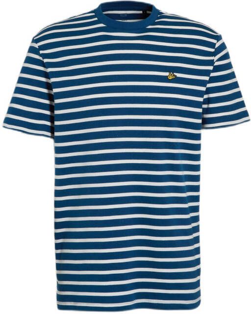 WE Fashion gestreept slim fit T shirt blauw