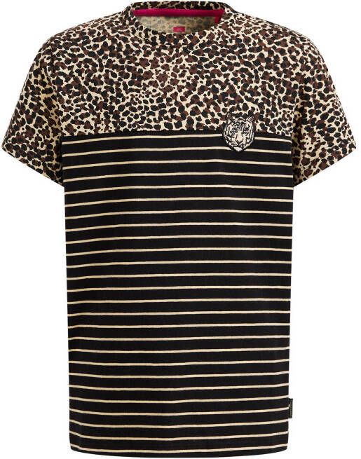 WE Fashion gestreept T shirt zwart/bruin