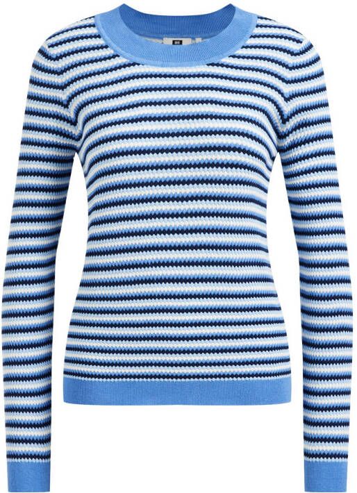 WE Fashion gestreepte gebreide trui blauw/wit
