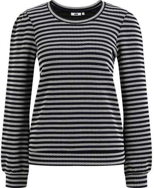 WE Fashion gestreepte geweven sweater donkerblauw/grijs