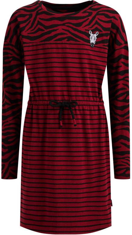 WE Fashion gestreepte jurk rood/zwart