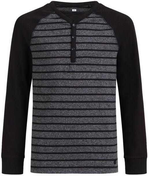 WE Fashion gestreepte longsleeve zwart/grijs