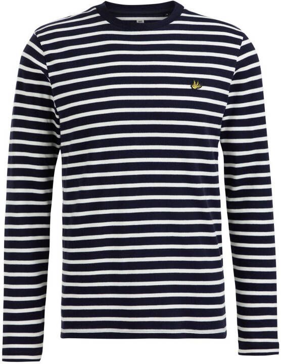 WE Fashion gestreepte slim fit longsleeve heavy blue