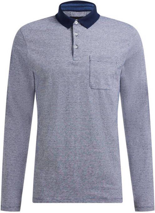 WE Fashion gestreepte slim fit polo donkerblauw