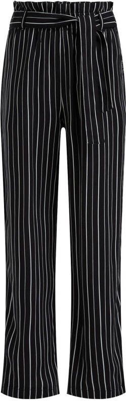 WE Fashion gestreepte straight fit broek zwart/wit