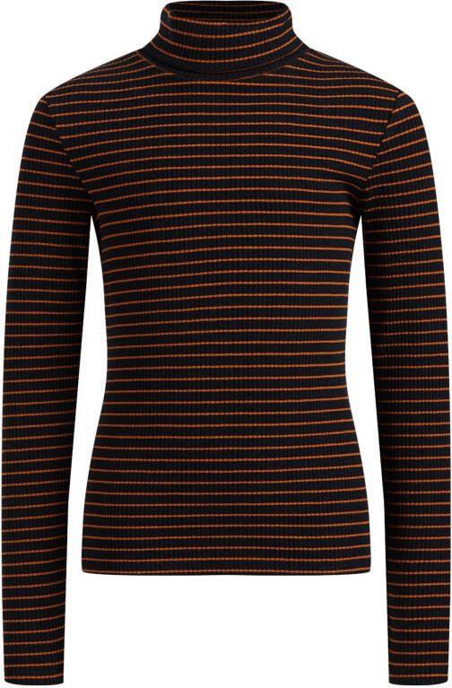 WE Fashion gestreepte top bruin/zwart