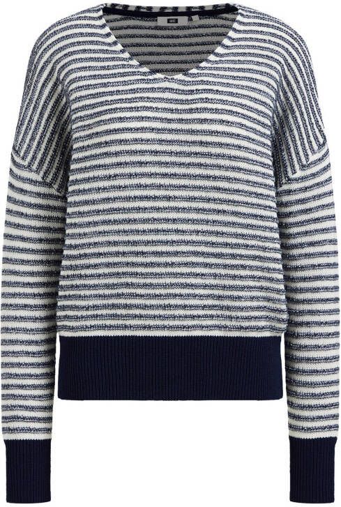 WE Fashion gestreepte trui donkerblauw
