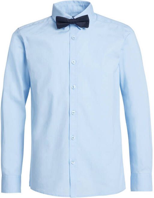 WE Fashion overhemd met vlinderstrik lichtblauw