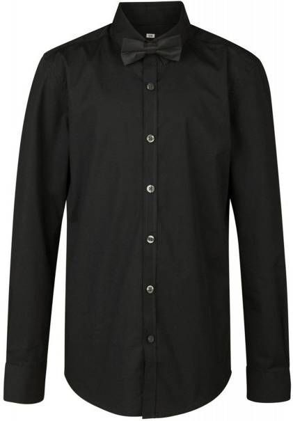 WE Fashion overhemd zwart met vlinderstrik