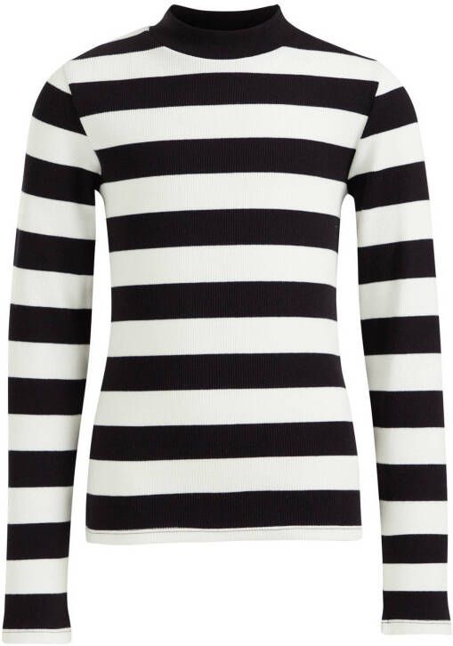 WE Fashion ribgebreide top zwart/wit