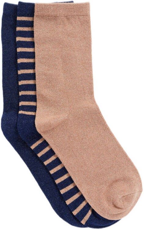 WE Fashion sokken set van 3 donkerblauw